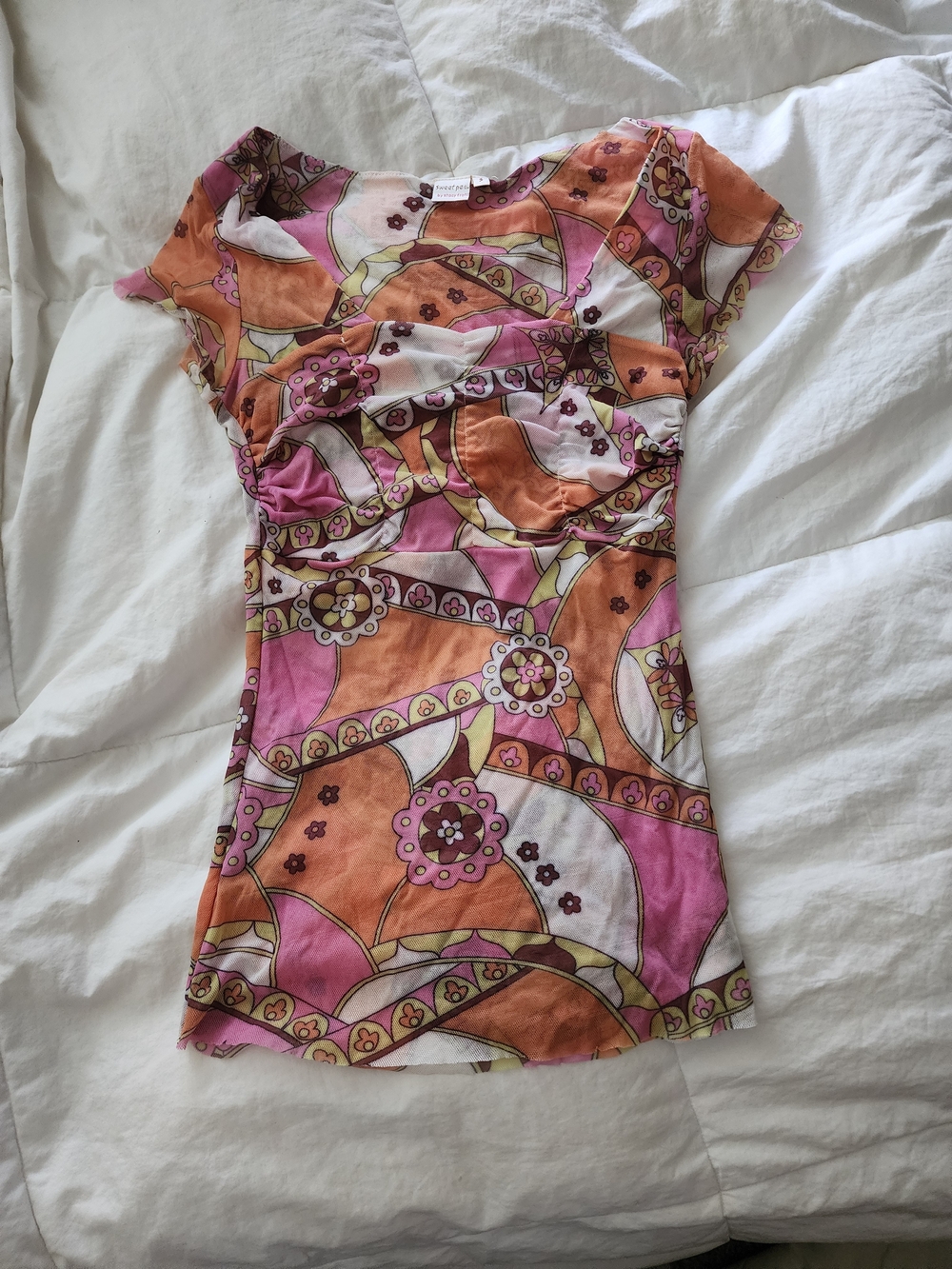 Women’s Pink & Orange Floral Print Tee Dress